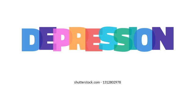 Depression word concept. "Depression" on white background. Use for cover, banner, blog. 