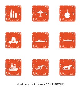 Deprivation icons set. Grunge set of 9 deprivation vector icons for web isolated on white background