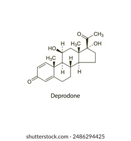 Deprodone flat skeletal molecular structure Corticosteroid drug used in inflammation treatment. Vector illustration scientific diagram.
