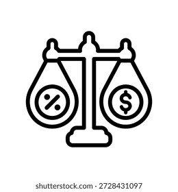 Dept rate icon, Line Vector graphics