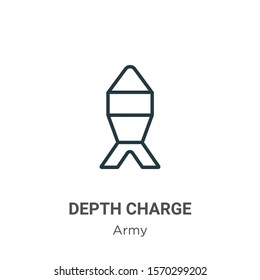 Depth charge outline vector icon. Thin line black depth charge icon, flat vector simple element illustration from editable army concept isolated on white background