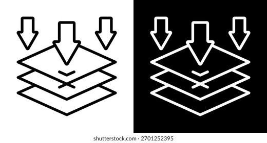 Icono En Profundidad De La Línea De Ilustración vectorial De Estilo Blanco Y Negro
