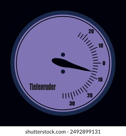 Depth instrument dial design on gray background, vector illustration. Eps 10. For your designs in vintage techno style