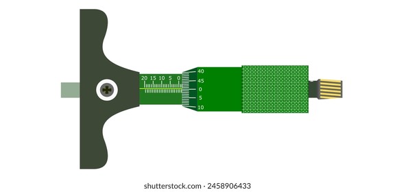 Depth Micrometer isolated on a white background, It is a precision instrument used to measure the depth of holes, slots, and other recesses in manufacturing and engineering for accurate depth 