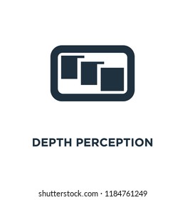 Depth perception icon. Black filled vector illustration. Depth perception symbol on white background. Can be used in web and mobile.