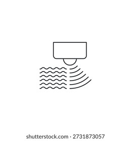 Depth Sensor LiDAR Icon, Wave Distance Scanning Vector Illustration, Infrared Spatial Detection