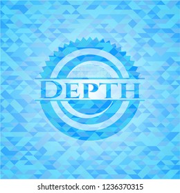 Depth sky blue emblem with mosaic ecological style background