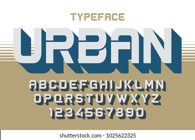 The Depth vector decorative font design, alphabet, typeface, typography, letters and numbers. Swatch color control.