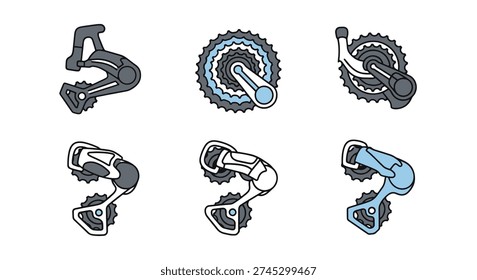Derailleur Line art clean vibrant tone illustration