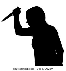 Deranged Woman Silhouette European Stabbing with a Knife