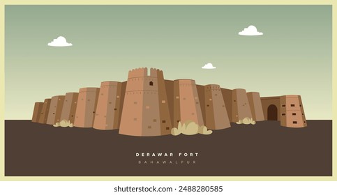 Derawar Fort - Bahawalpur District - Stock Illustration as EPS 10 File