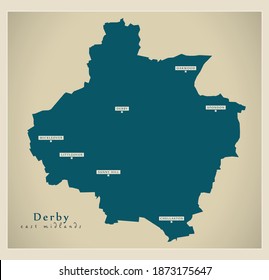 Derby district map - England UK