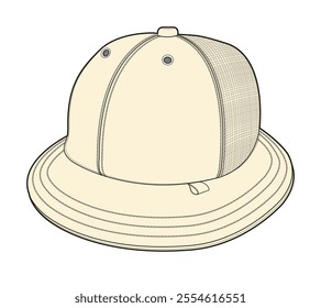 Derby hats technical flat drawing vector mockup template.