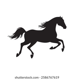 Derby horse running pose silhouette vector illustration