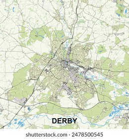 Derby, Reino Unido mapa poster art
