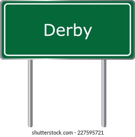Derby , United Kingdom ,  road sign green vector illustration, road table
