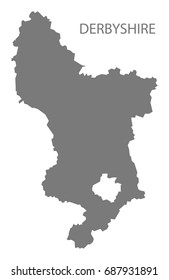 Derbyshire county map England UK grey illustration silhouette shape