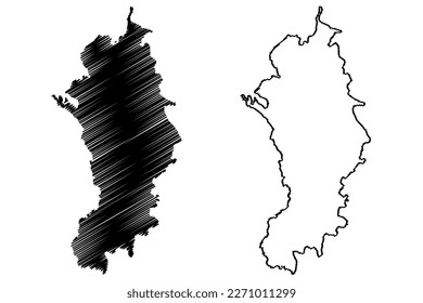 Derbyshire Dales district (United Kingdom of Great Britain and Northern Ireland, ceremonial county Derbyshire, England) map vector illustration, scribble sketch West Derbyshire map