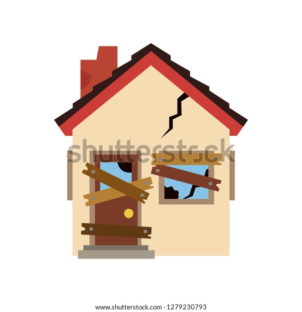 Derelict Broken House Emoji Vector Stock Vector (Royalty