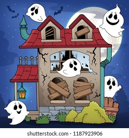 Derelict house and ghosts theme 1 - eps10 vector illustration.