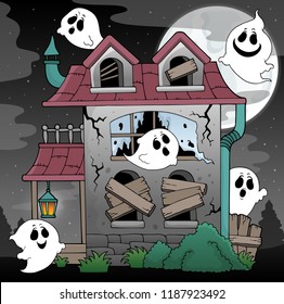 Derelict house and ghosts theme 2 - eps10 vector illustration.