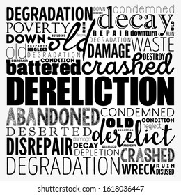 Dereliction word cloud collage, concept background