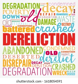 Dereliction word cloud collage, concept background