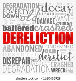 Dereliction word cloud collage, concept background