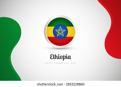 Derg downfall day of Ethiopia country with country flag geometric greeting background