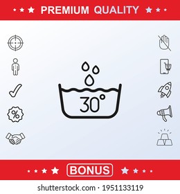 Dergees washing icon, sign, vector set, outline illustration concept. Extra vector elements for your design. Vector illustration