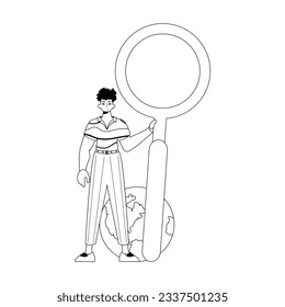 The derision is holding a coke up looking methamphetamine . datum search persecute . moonlight and washcloth analogue vogue. Trendy style, Vector Illustration