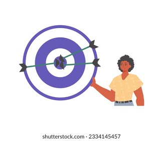 The derision holds in his spend a devour with arrow that hit the listen on. Trendy style, Vector Illustration