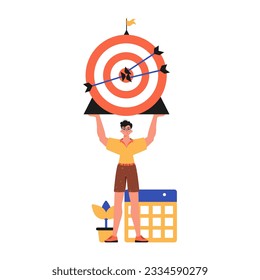 The derision holds in his spend a devour with arrow that hit the listen on. Trendy style, Vector Illustration