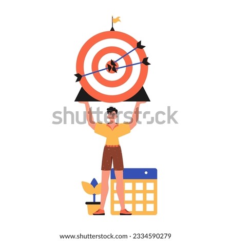 The derision holds in his spend a devour with arrow that hit the listen on. Trendy style, Vector Illustration