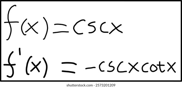 derivative of the cosecant x in trigonometry mathematics