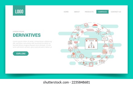 derivatives concept with circle icon for website template or landing page homepage