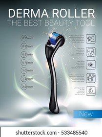 Derma Roller ads. Vector Illustration with derma roller.