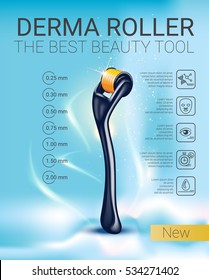 Derma Roller ads. Vector Illustration with derma roller.