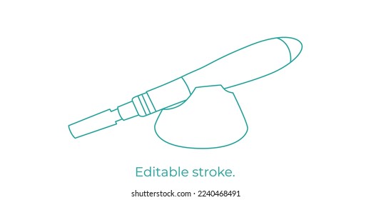 Derma roller, dermapen oder mesopen line Symbol für Gesichtsbehandlung. Vektorgrafik einzeln auf weißem Hintergrund. Bearbeitbarer Strich. EPS10
