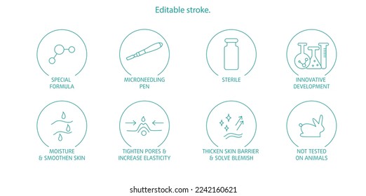 Derma roller, dermapen or mesopen line icon for face treatment. Vector stock illustration isolated on white background. Editable stroke. EPS 10