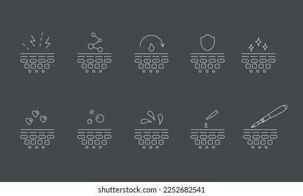 Derma roller, dermapen or mesopen line icon for face treatment. Vector stock illustration isolated on black background. Editable stroke. EPS 10