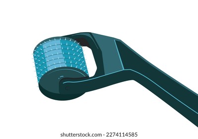 Derma roller or meso roller tool. Used for for mesotherapy. Isolated on a white background. Vector illustration.  