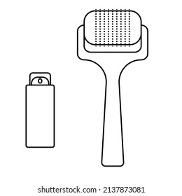 Derma roller. Skin care roller tool. Vector outline icon isolated on white background.