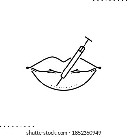 relleno dérmico, icono vector de mejora de labios en contornos