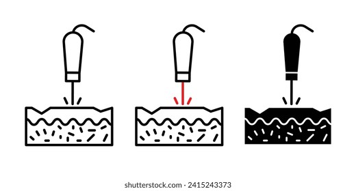 Symbol für die Dermatologische Laser- und Ästhetische Linie. Hautbehandlung und Schönheitspflege in Schwarz-Weiß-Farbe.