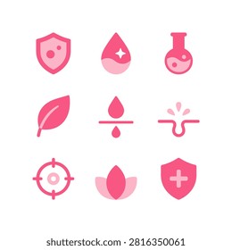 Dermatological Science and Deep Cleansing Pink Icons