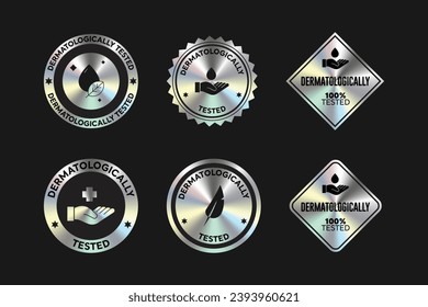 Dermatologisch getestet Kostenlose Kosmetikverpackung Symbol, Stempel, Abzeichen, Runde, Siegel, Vektorgrafik