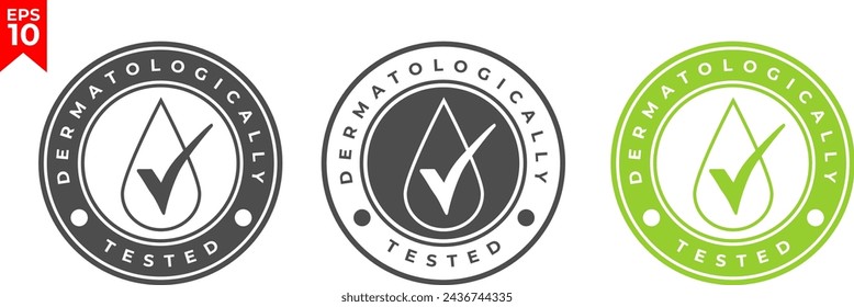 Dermatologisch getestetes Symbol. Flaches Design. Satz isolierter Vektorillustrationen