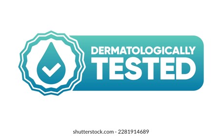 Dermatologically tested banner. Dermatology label for sensitive skin baby cosmetic lotion or pure skin and body care products. Antibacterial alcohol or medical wash label. Vector illustration. - Shutterstock ID 2281914689