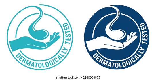 Compuesto sometido a ensayo dermatológico para cosméticos - solapa de agua y de mano - icono del cuidado de la piel vectorial